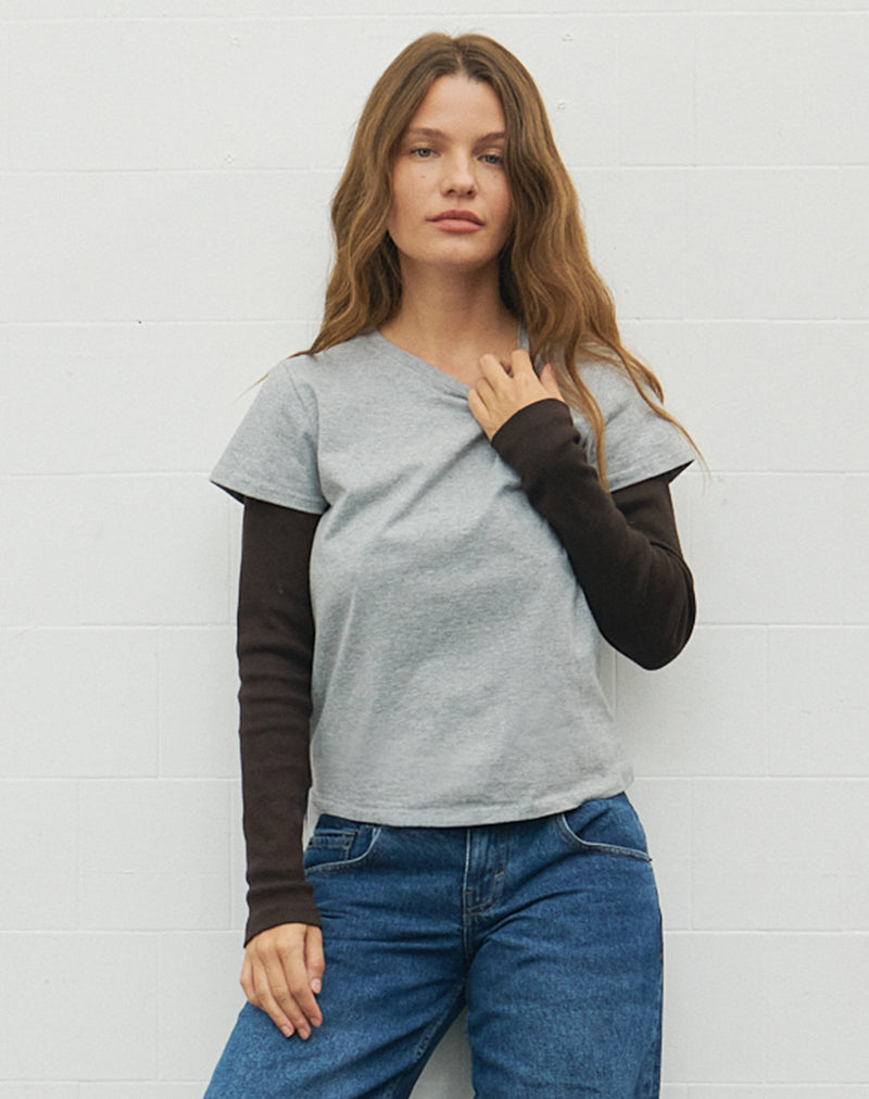Clio Baggy Tee in Grey Marl