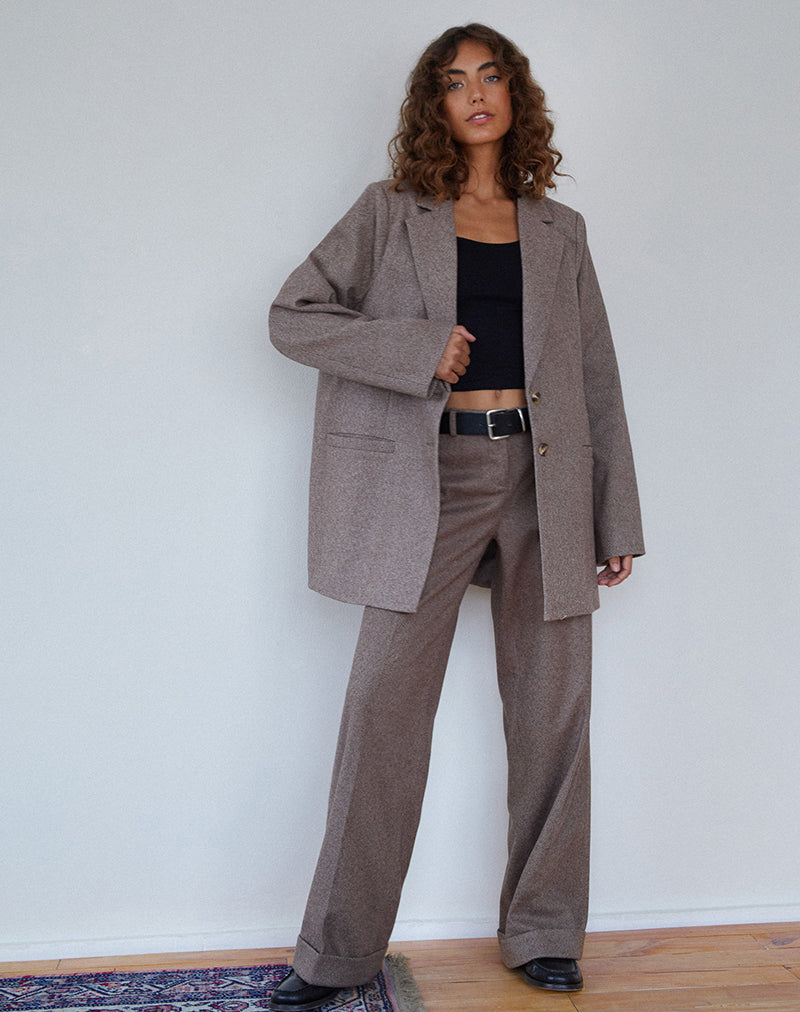 Abdel Faux Wool Tailored Trouser in Walnut