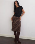 Abetzi Midi Skirt in Chiffon Mix Brown Stripe