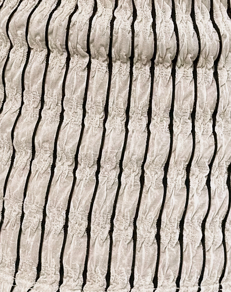 Aghony Bandeau Top in Stripe Textured Mesh Beige