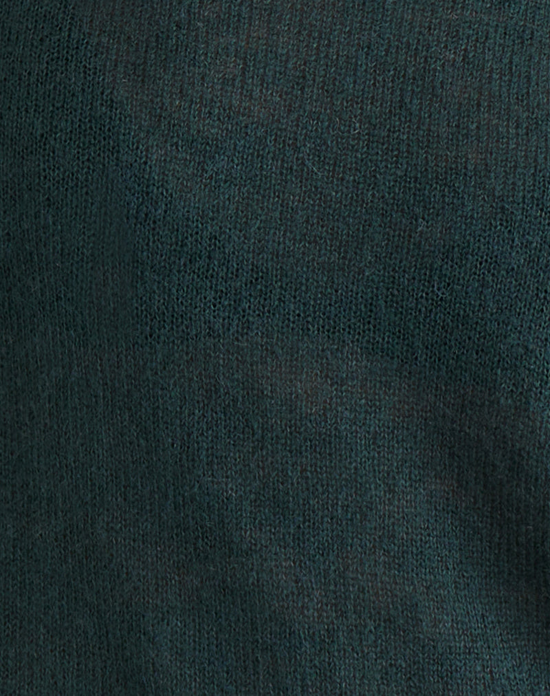 Aika Top in Sheer Knit Dark Green