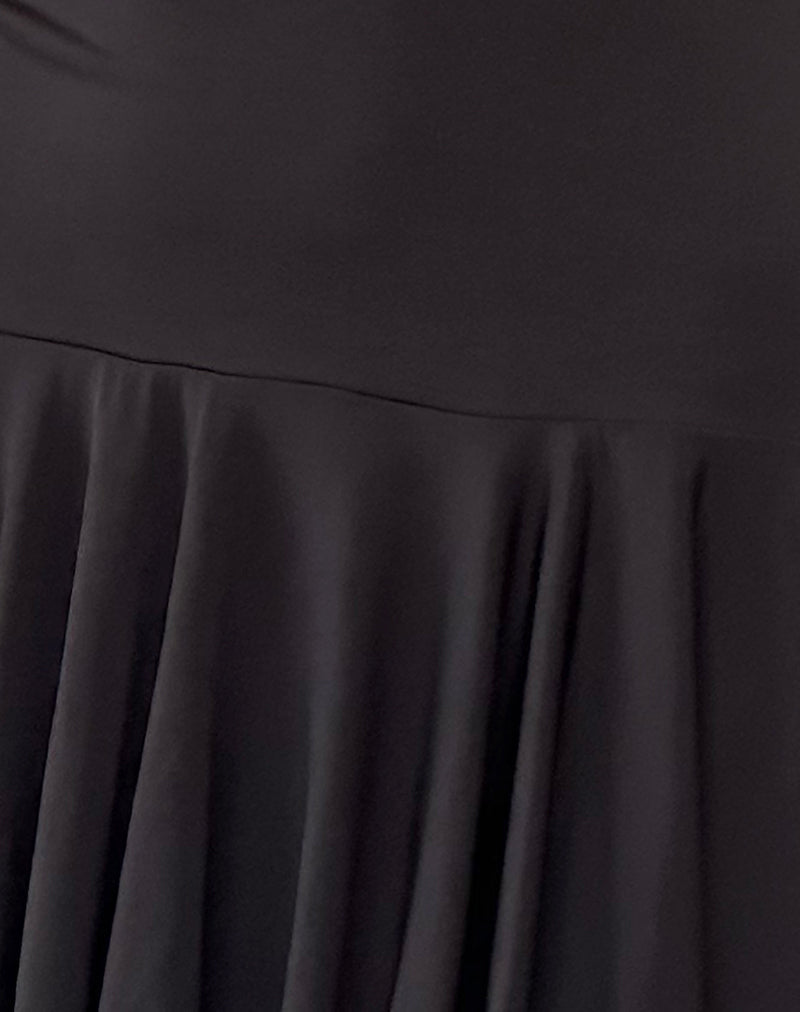 Alba Mini Asymmetric Ruffle Dress in Black