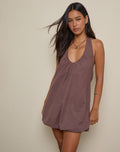 Alcinder Linen Mini Dress in Deep Taupe