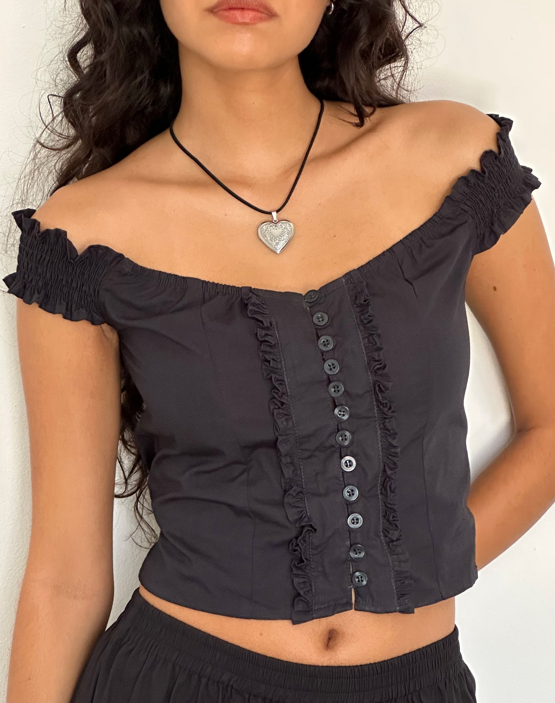 Alderidge Bardot Corset Top in Black