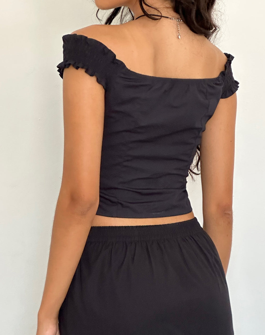 Alderidge Bardot Corset Top in Black