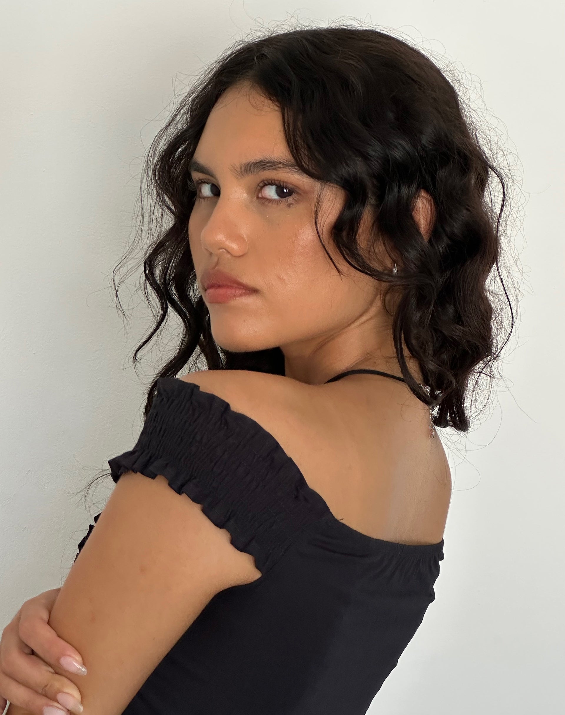 Alderidge Bardot Corset Top in Black