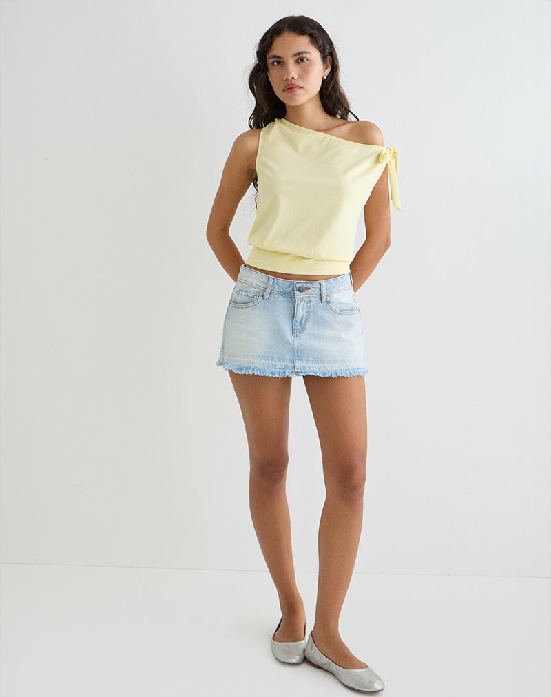 Aleyah Tie Shoulder Tee in Lemon