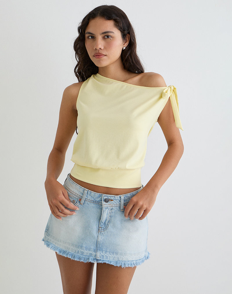 Aleyah Tie Shoulder Tee in Lemon