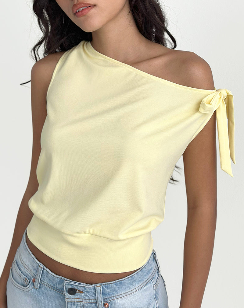 Aleyah Tie Shoulder Tee in Lemon