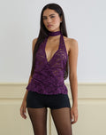 Alfaro Plunge Halter Top in Lace Purple