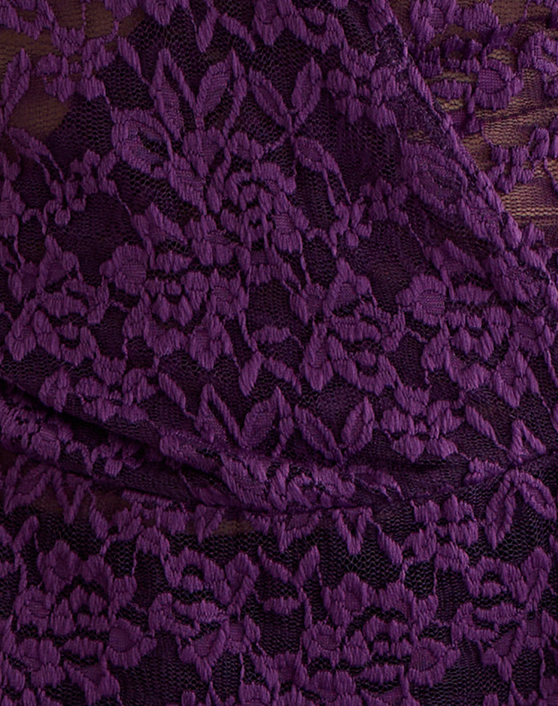 Alfaro Plunge Halter Top in Lace Purple