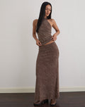 Alfreda Maxi Skirt in Abstract Polka Flock Brown