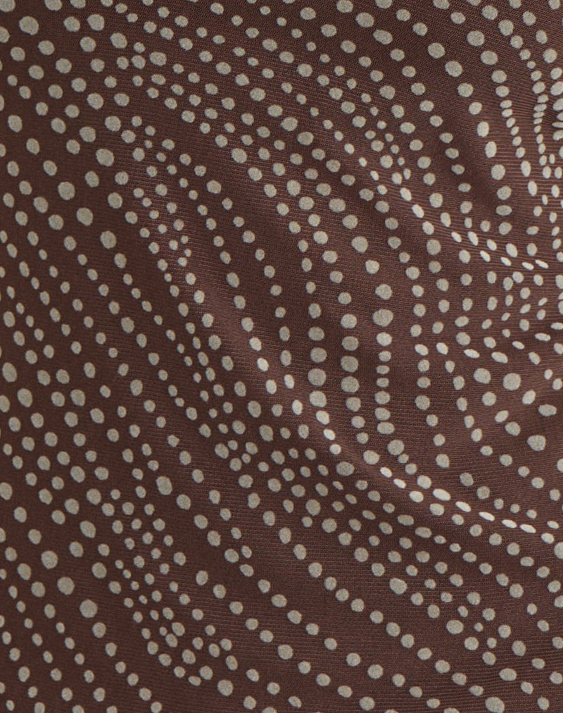 Alfreda Maxi Skirt in Abstract Polka Flock Brown