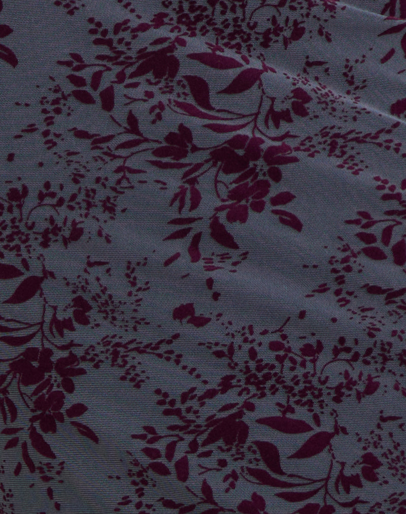 Alfreda Maxi Skirt in Fine Leaf Flock Smoke Grey