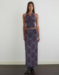 Alfreda Maxi Skirt in Fine Leaf Flock Smoke Grey