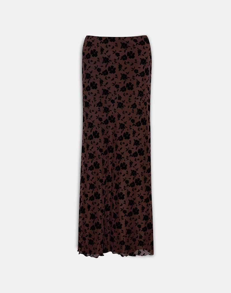 Alfreda Maxi Skirt in Garden Floral Brown