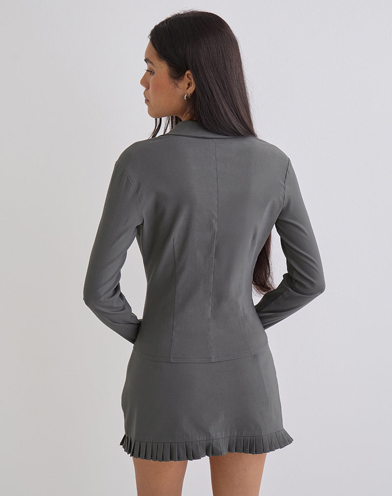 Alika Long Sleeve Top in Tailoring Slate Grey