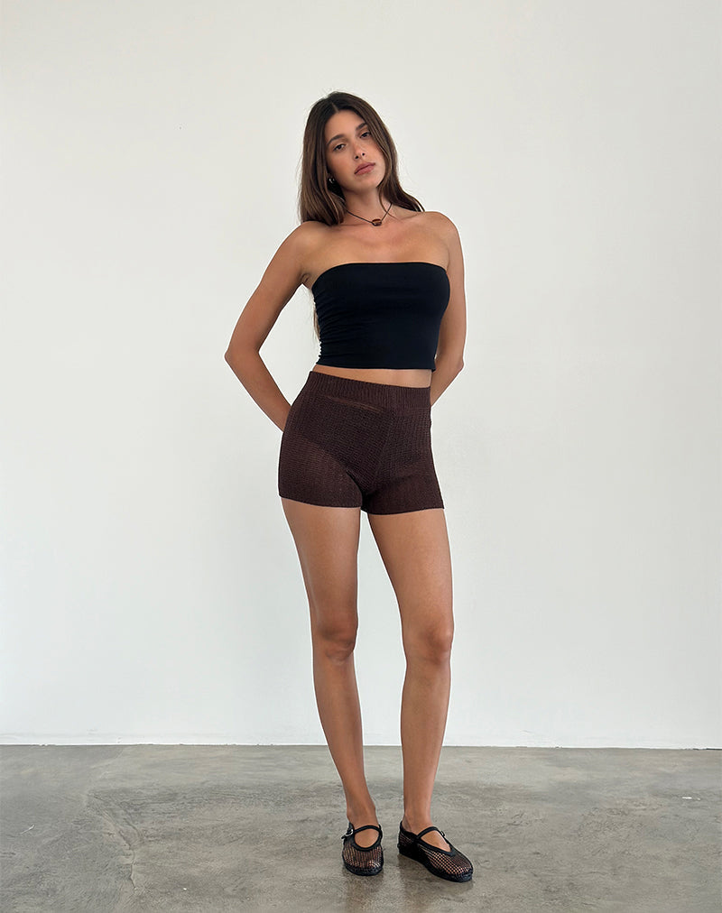 Alina Micro Short in Wide Rib Knit Brown