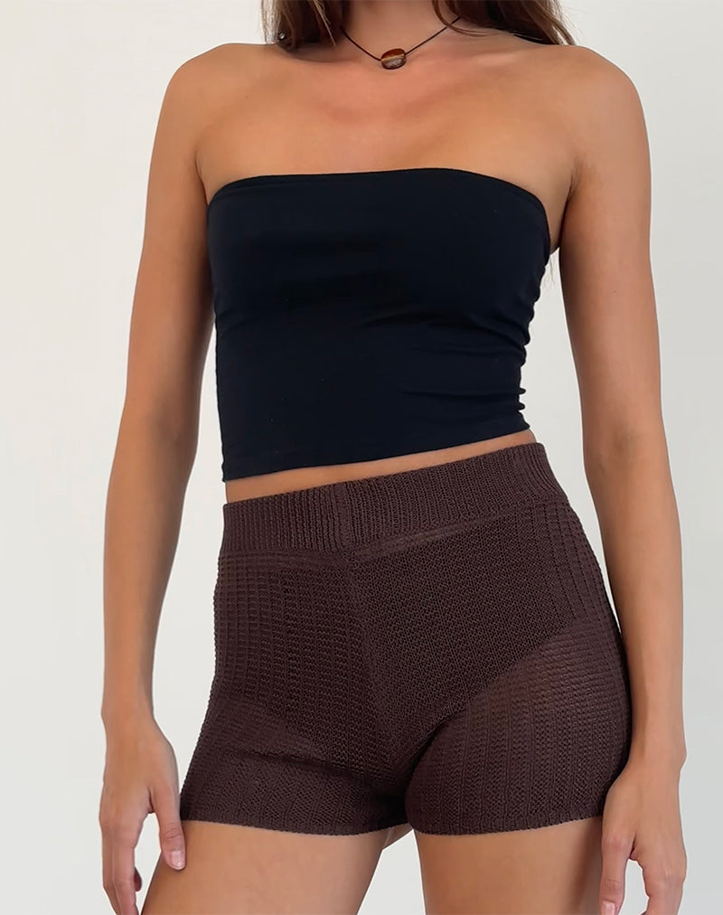 Alina Micro Short in Wide Rib Knit Brown