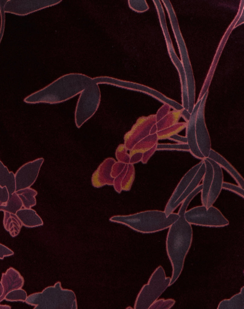 Alitra Mini Dress in Floral Devore Burgundy