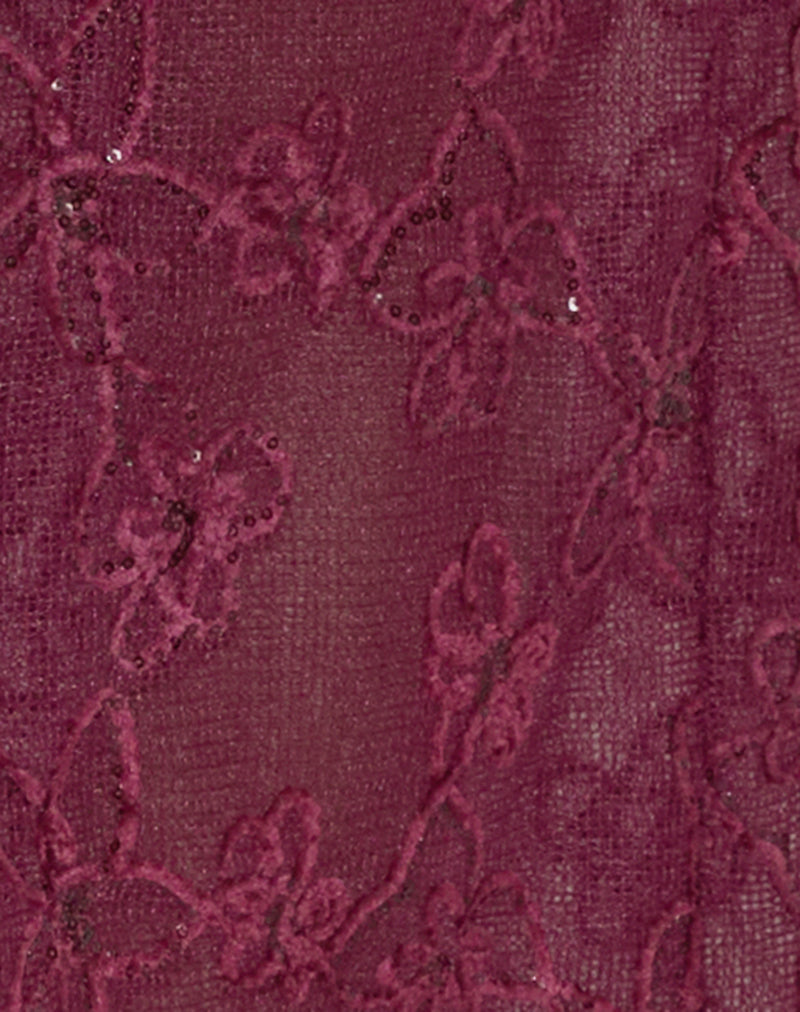 Alphia Maxi Skirt in Sequin Knit Burgundy