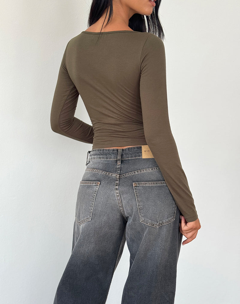 Amabon Long Sleeve Top in Olive