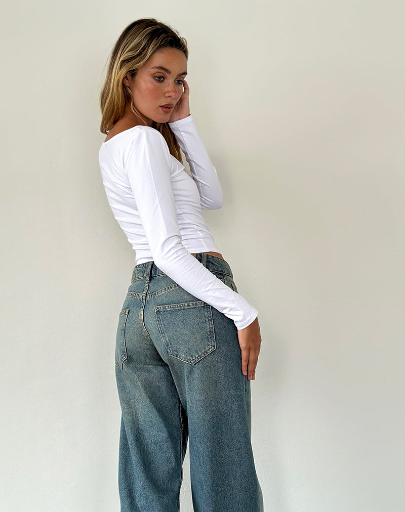 Amabon Long Sleeve Top in White