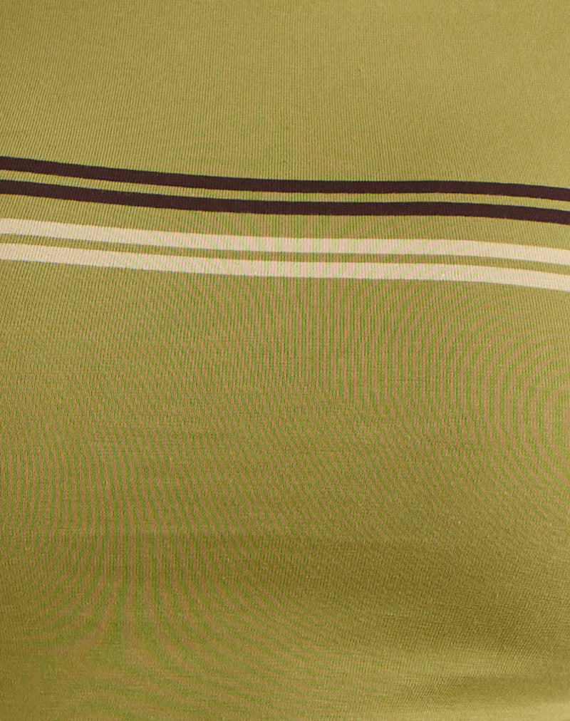 Amabon Long Sleeve Top in Cress Green Stripe