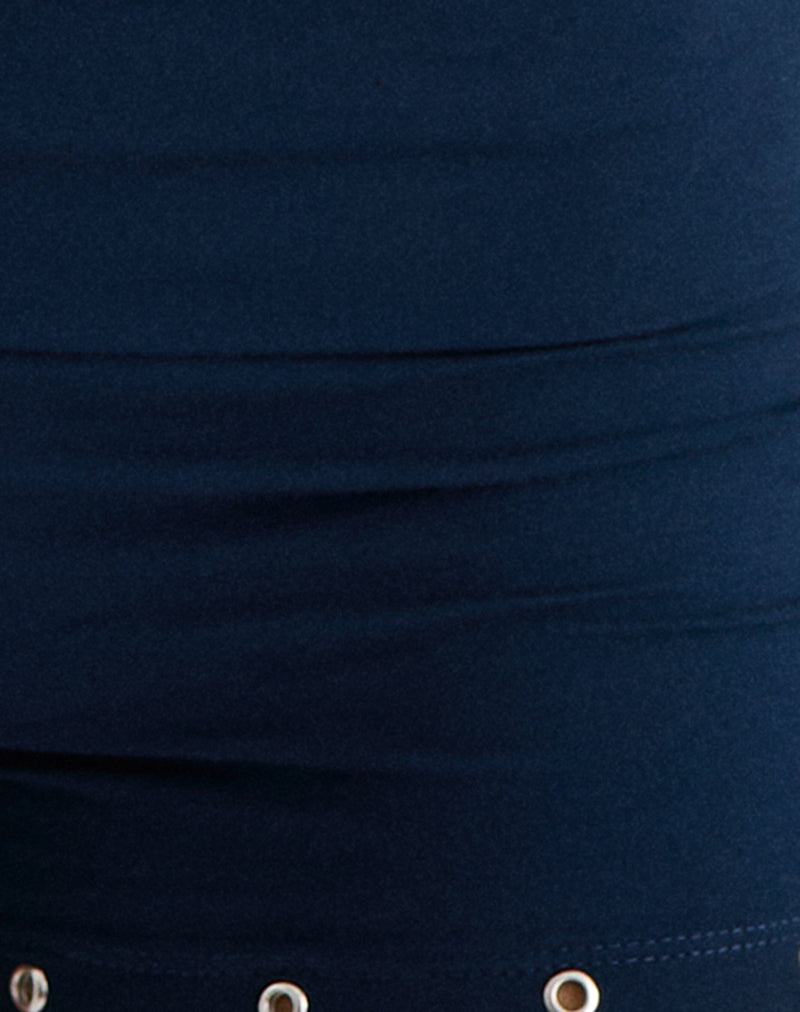 Amane Foldover Short in Rayon Jersey Navy