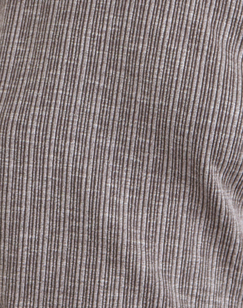 Amelita Mini Dress in Rib Knit Brown Grey