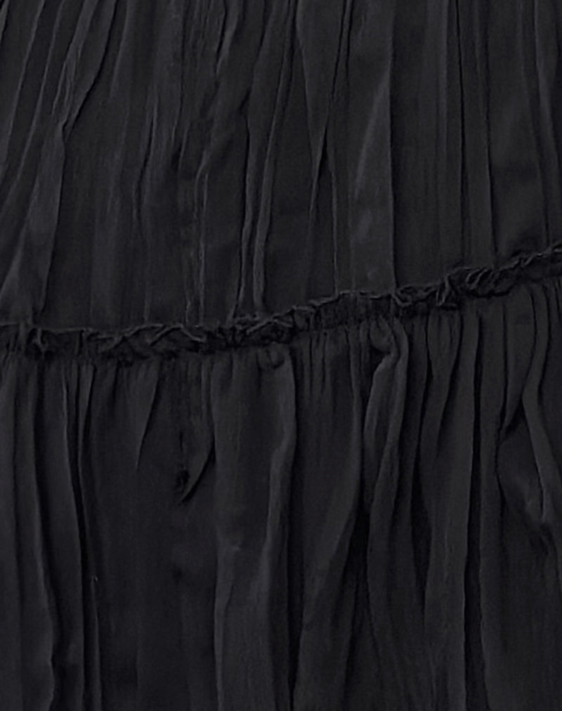 Anahita Tiered Skirt in Chiffon Black
