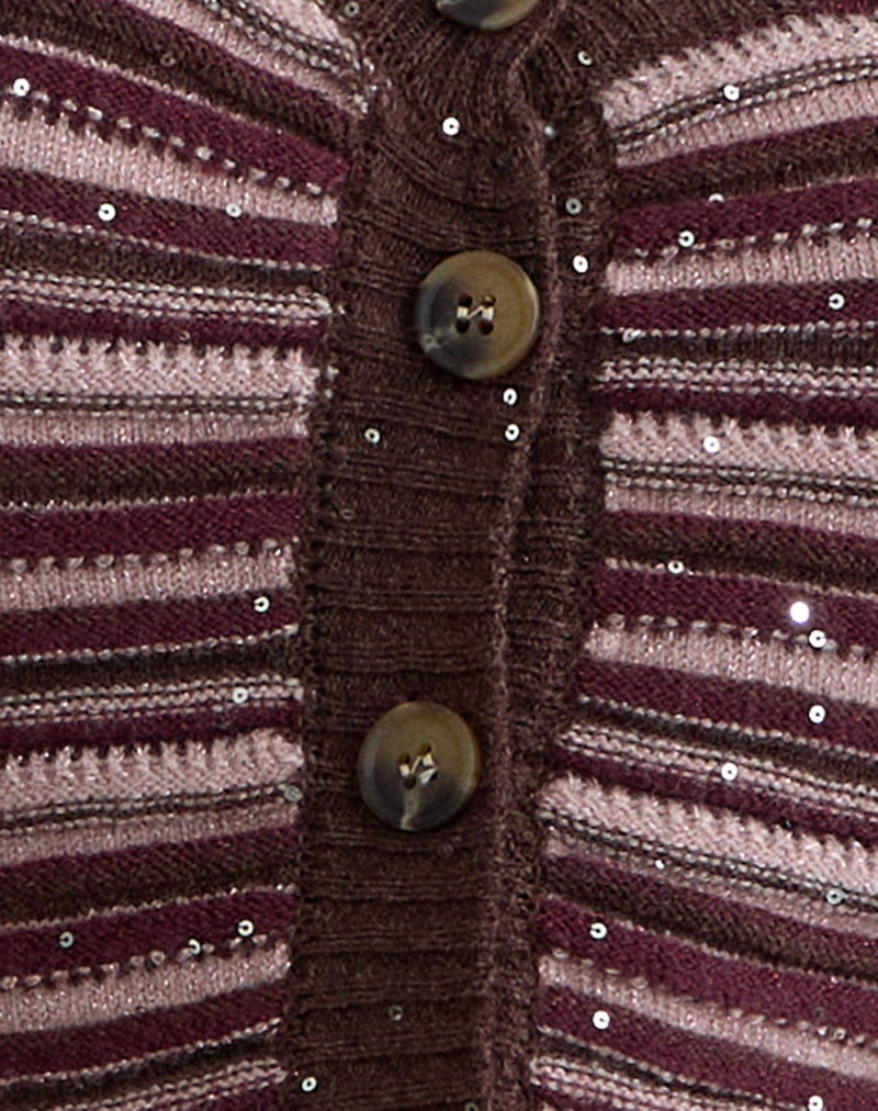 Aniha Top in Glitter Knit Stripe Purple