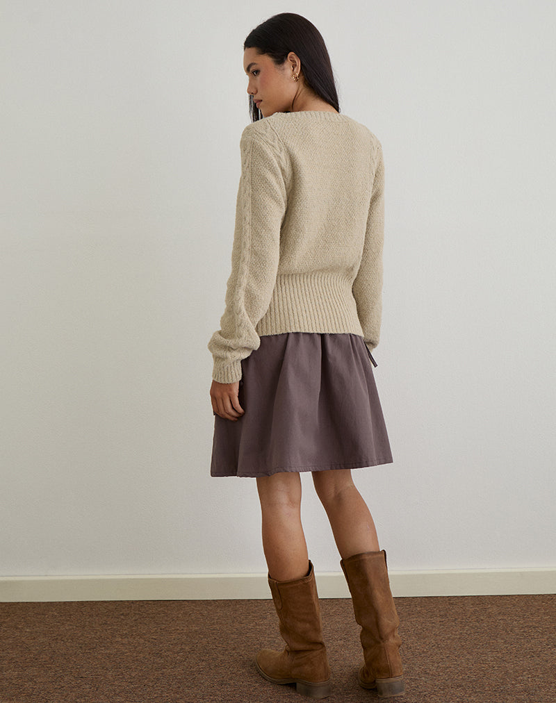 Anitra Cardigan in Cable Knit Beige