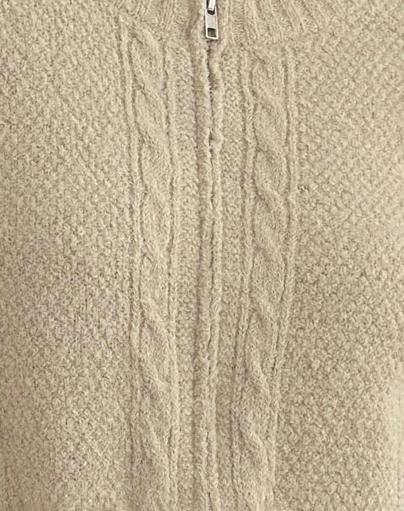 Anitra Cardigan in Cable Knit Beige