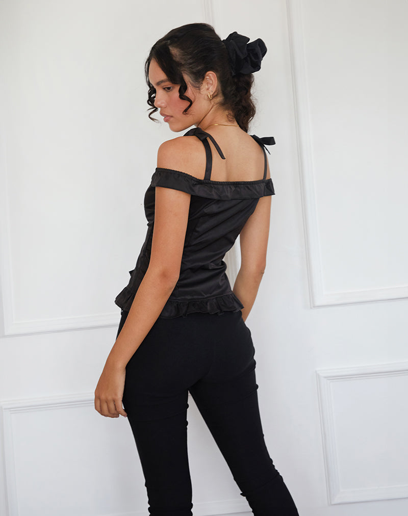 Anneli Frill Hem Top in Black