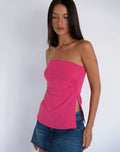 Aravie Ruched Bandeau Top in Fandango Pink