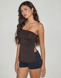 Aravie Ruched Bandeau Top in Chocolate Brown