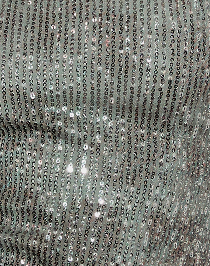 Argeila Halter Top in Green and Grey Sequin