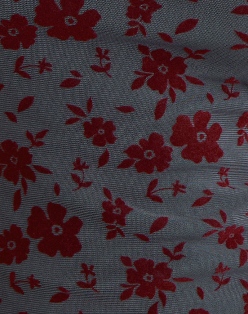 Arira Halter Top in Garden Floral Blue Grey