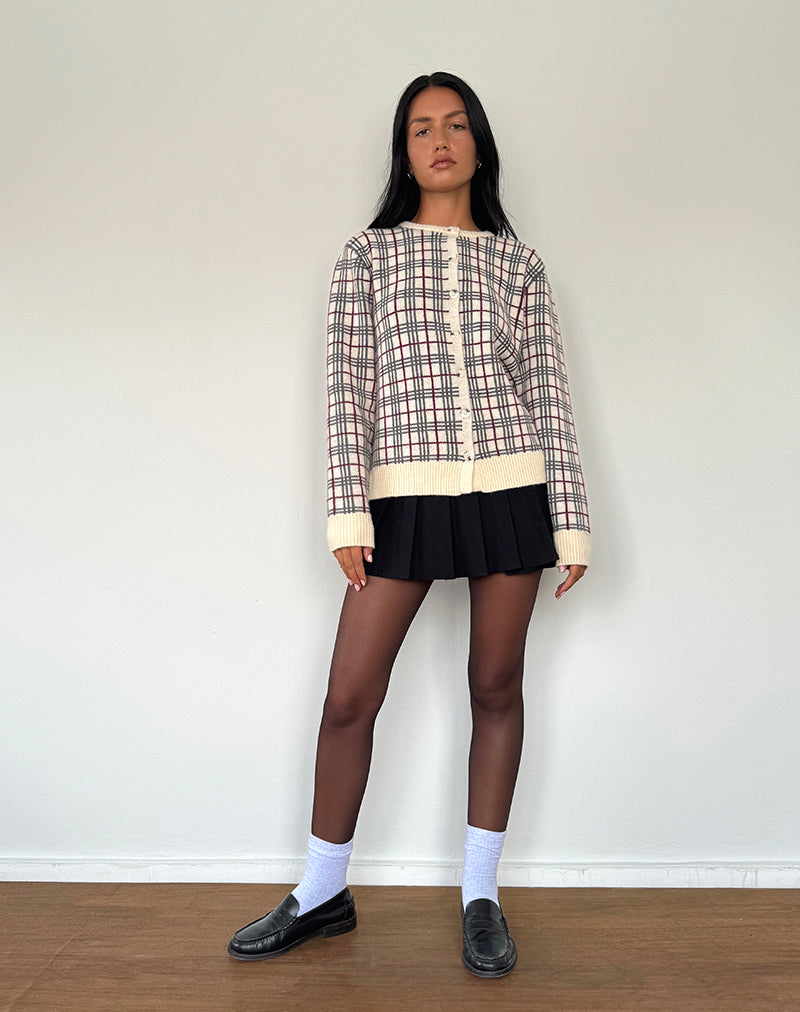 Arlene Cardigan in Checked Knit Cream