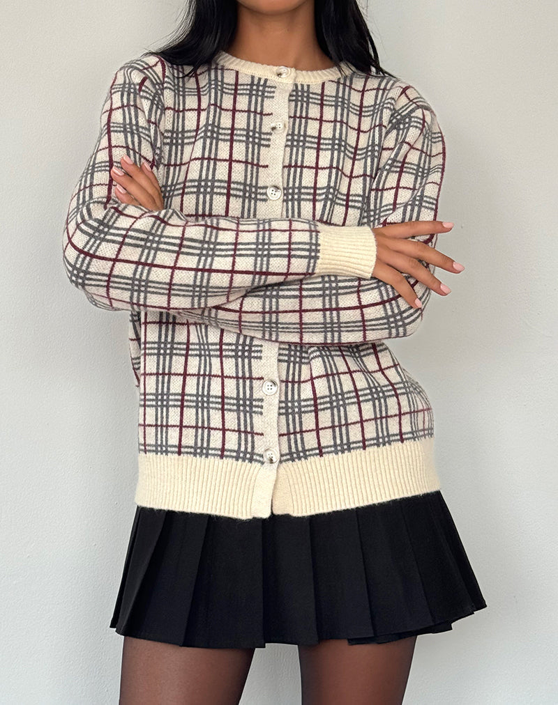 Arlene Cardigan in Checked Knit Cream