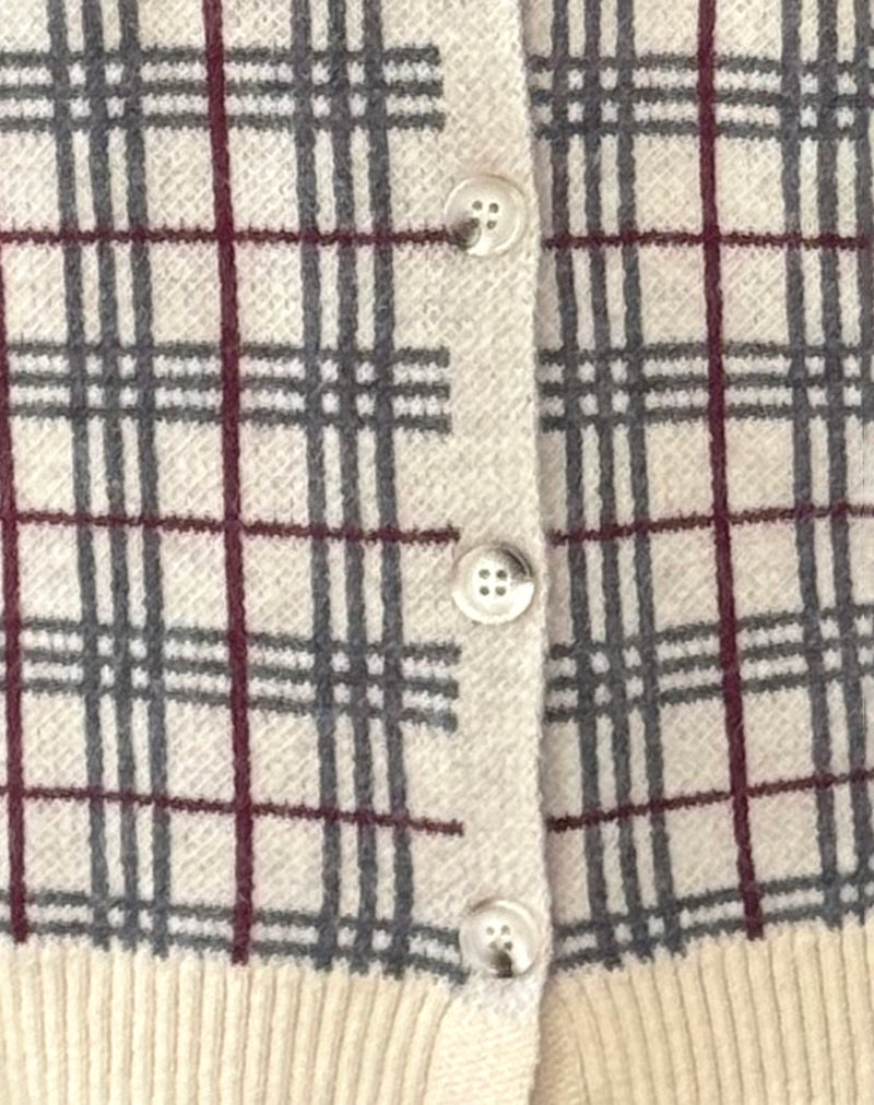 Arlene Cardigan in Checked Knit Cream