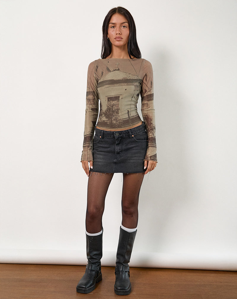 Armali Long Sleeve Top in Abstract Historical Green