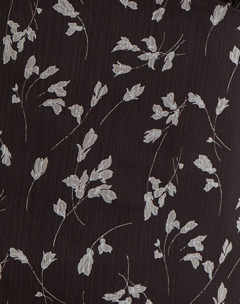 Asali Top in Flower Chiffon Brown