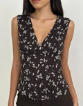 Asali Top in Flower Chiffon Brown