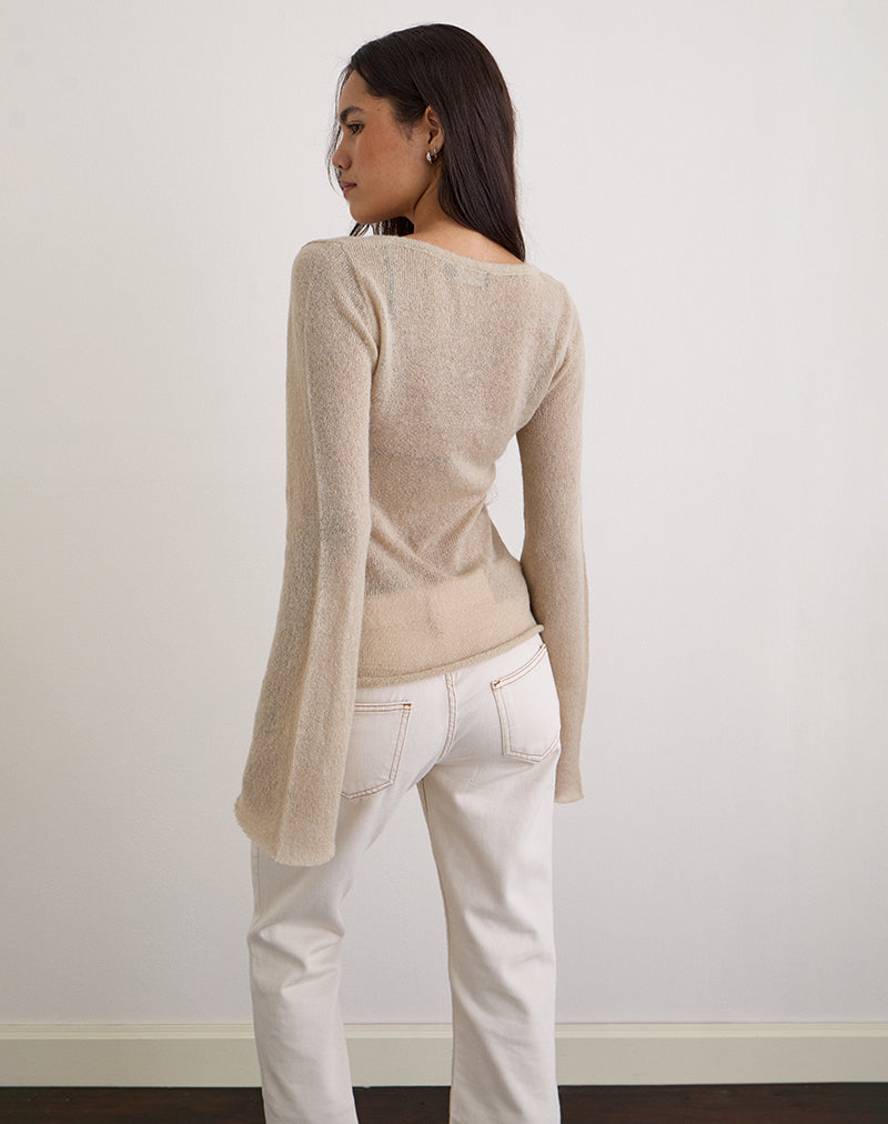 Ashla Top in Sheer Knit Beige