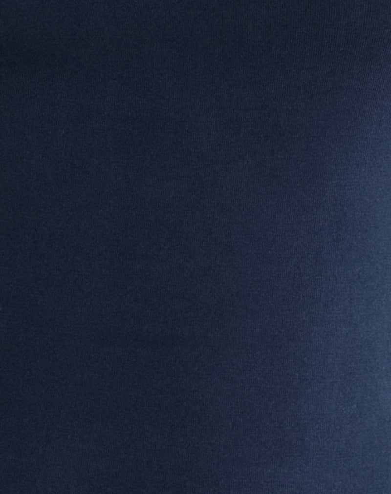 Aspyn High Neck Tie Top in Cupro Navy