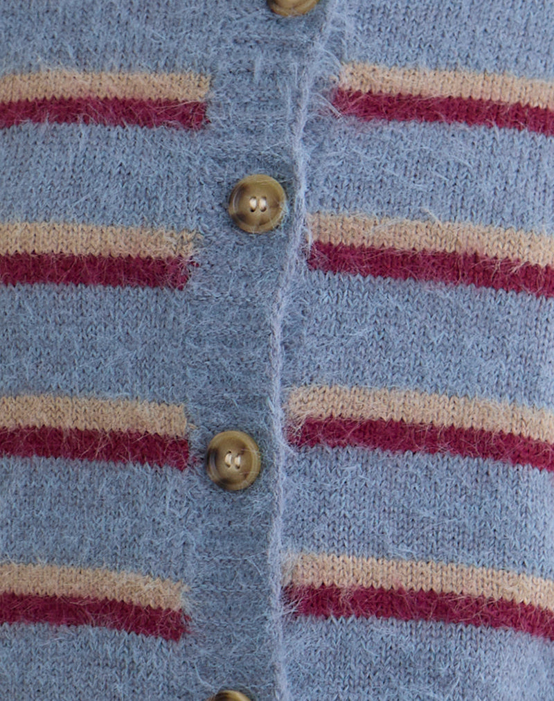 Audrina Cardigan in Blue and Red Stripe