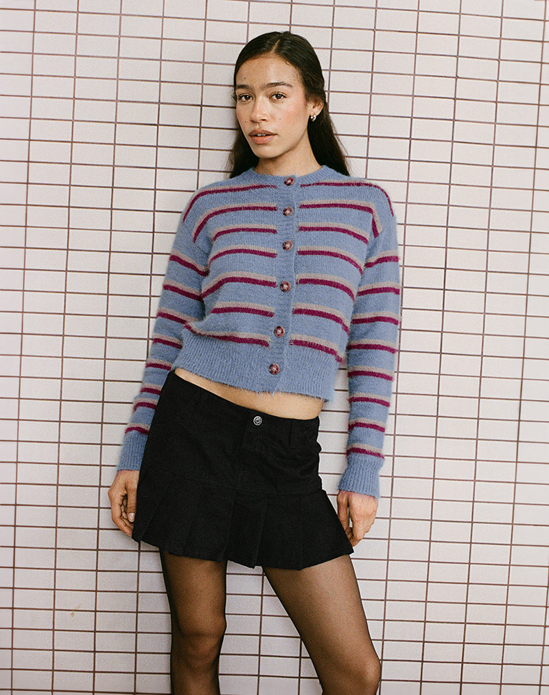 Audrina Cardigan in Blue and Red Stripe