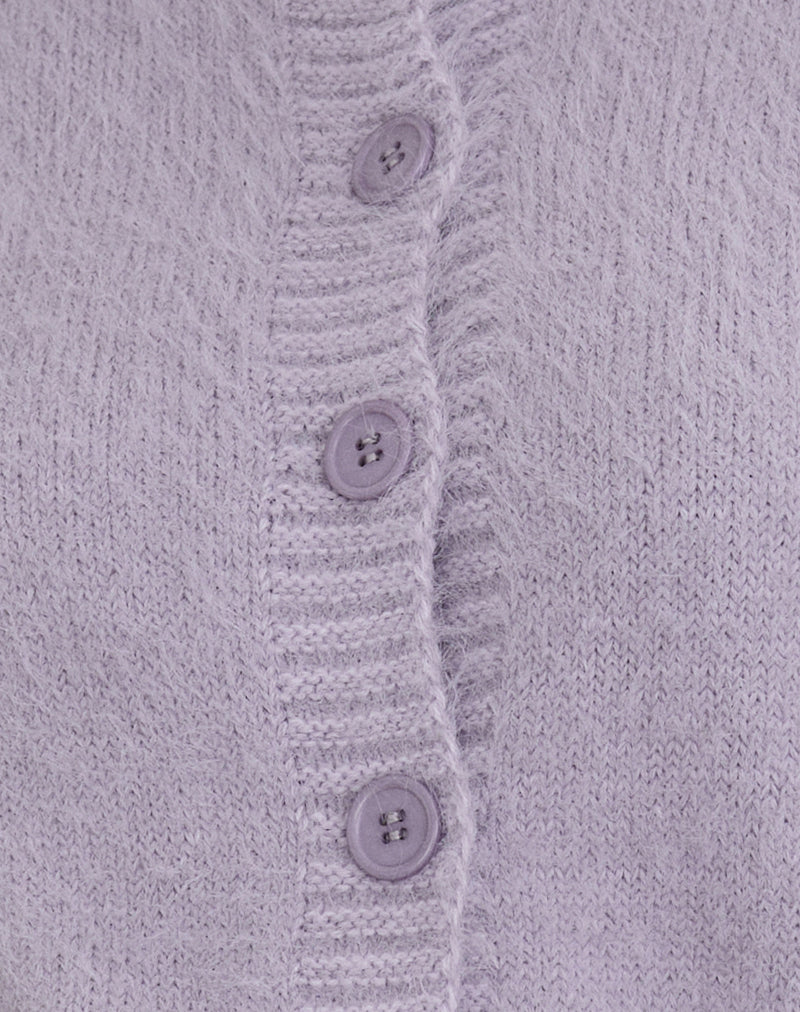 Audrina Cardigan in Fluffy Knit Dusty Lilac